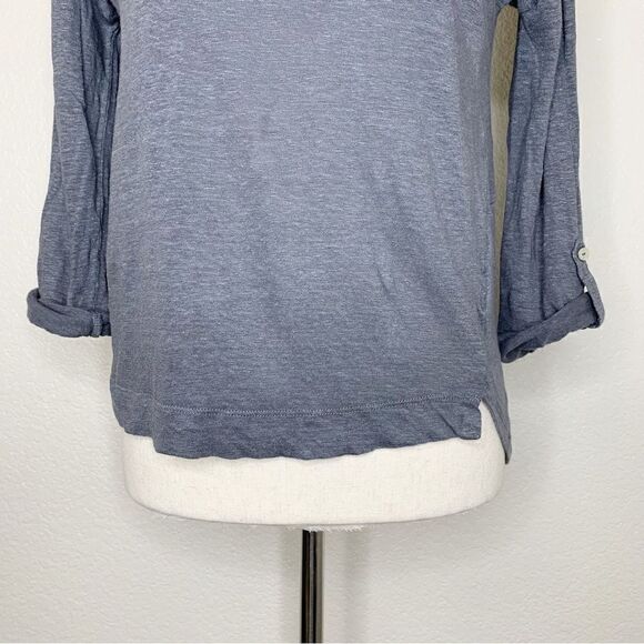 Adrienne Vittadini 100% Linen Scoop Neck Gray Top, Sz Small - Picture 4 of 12